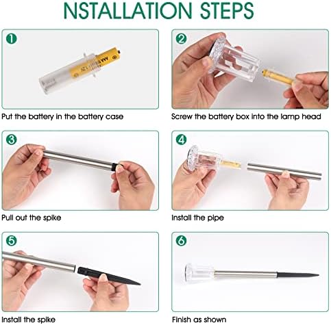 Eyrosa Solar Lights Outdoor, 15 Pack Waterproof Stainless Steel Solar Stake Lights for Pathway Garden Yard Path Walkway Driveway Lawn Patio Outside Decor, Cool White - Image 5