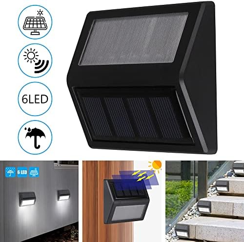 Solar Lights Outdoor, Waterproof Solar Powered Deck Step Lights for Patio Garden Backyard Garage Driveway Pathway Outside Wall Lighting (6, Cool White) - Image 4