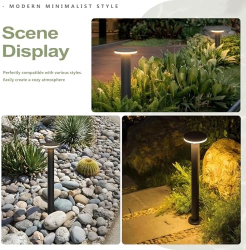 Outdoor Pathway Lights, 11.8“-31.5" 3000K LED Bollard Lights Outdoor, IP54 Waterproof Path Lamp, Modern Commercial Landscape Lighting for Driveway Walkway Sidewalk Garden Lawn - Image 7
