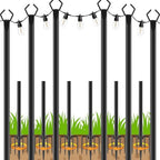 LETIANPAI 10Ft String Light Poles 6 Pack,Light Poles for Outside Lights,Outdoor with Fence Brackets Hanging Lights,Metal Stand Deck Patio Backyard by LETIANPAI