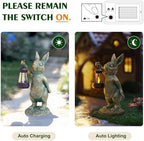 Rabbit Garden Statues with Solar Lantern Bunny Outdoor Figurine - Image 3