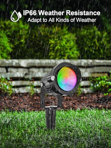 Christmas RGBW Outdoor Spotlights for Yard, 10W Color Changing Landscape Lights with Remote Control 120V LED Landscape Lighting Waterproof Spotlight with Plug Tree Garden Path Decoration(2Pack) - Image 3