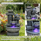 4-Tiers Cascading Bowls Water Fountain Outdoor, Waterfalls Fountains with LED Lights & Atomizing, Outdoor/Indoor Resin Water Feature Fountain for Patio, Garden, Backyard, Deck,23.6" H - Image 3