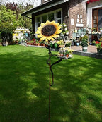 E-view Metal Sunflower Garden Stakes - Spring Outdoor Decorative Plant Flower Stake - Lawn & Yard Ornaments 48" Tall - Image 4