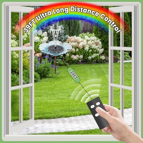 Yzert Remote Solar Fountain Adjust Spray Height with Fantastic Colorful Lights, 2026 6W Solar Bird Bath with 4000 mAh Battery, Solar Water Fountain Pump for Outdoor, Garden Decor, Pond, Pool (54LEDs) - Image 4