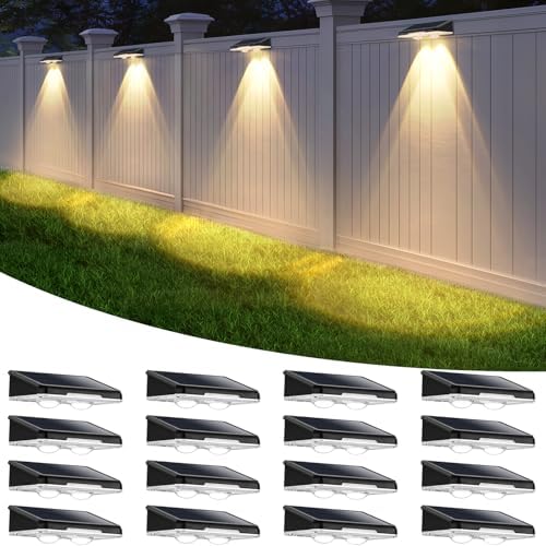 Brightever Solar Fence Lights Black 16-Pack, 3 Modes (3000K/5000K/6500K) by Brightever