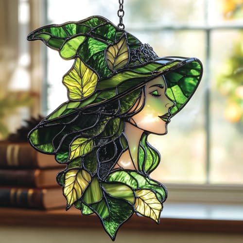 Leafy Forest Witch Acrylic Suncatcher by AVAGAN