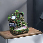 Tabletop Fountain Ornament, 110V Desktop Waterfall Fountain with LED Atomizer and Pond, Featuring Realistic Waterfall Artificial Trees, Rockery Water Fountains for Indoor Home Office Desk Decor (A) - Image 2