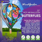 Hot Air Balloon Hanging Garden Spinner 22" - Vibrant Butterflies Design, Weather-Resistant Outdoor Decor, Durable & Lightweight for Patios, Yards, and Gardens - Eye-Catching Wind Spinner - Image 2