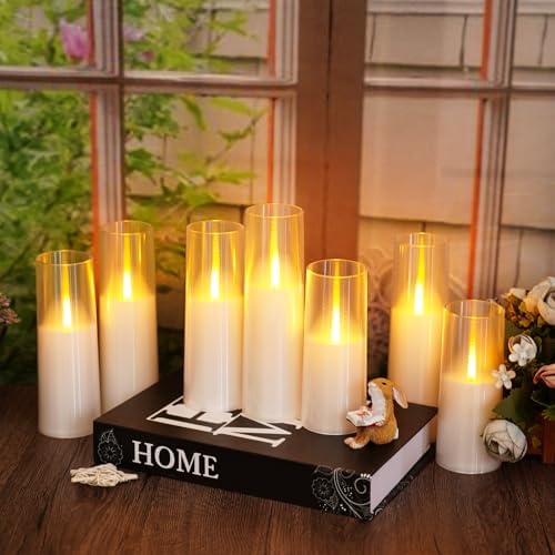 kakoya Flameless LED Candles Upgraded Realistic Flickering Flame,7Pcs Battery Operated Candles with Remote Timers,LED Pillar Candles for Home Decor,Christmas,and Parties（White） - Image 2