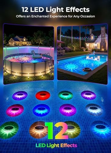 Floating-Solar-Pool-Lights 4 Pack, RGBWW 12 Lighting Modes Remote Control - Image 2