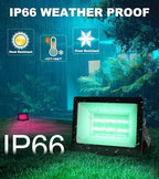 TigQiang 4 Pack 50W RGB Flood Light, IP66 RGB floodlight for Halloween - Image 3