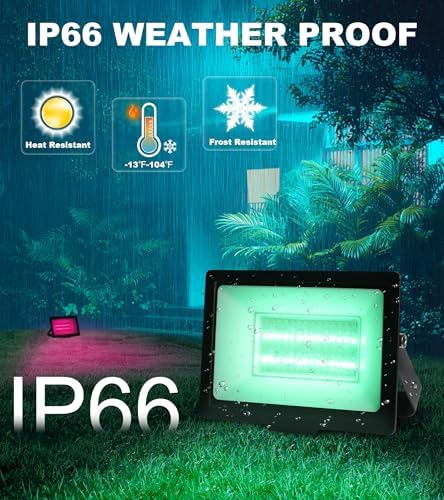 TigQiang 4 Pack 50W RGB Flood Light, IP66 RGB floodlight for Halloween - Image 3