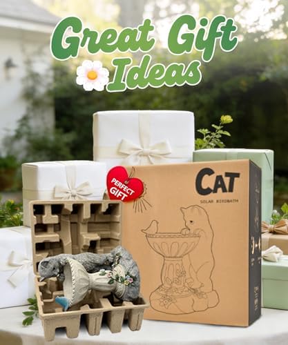 Nacome Solar Cat Statues for Garden Decor: IP65 Waterproof Resin - Image 2