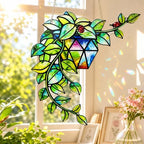 Plant Suncatcher Glass, Stained Glass Suncatcher Plant Window Hanging, Unique Nature Lover Gifts Leaf Idea - Image 2