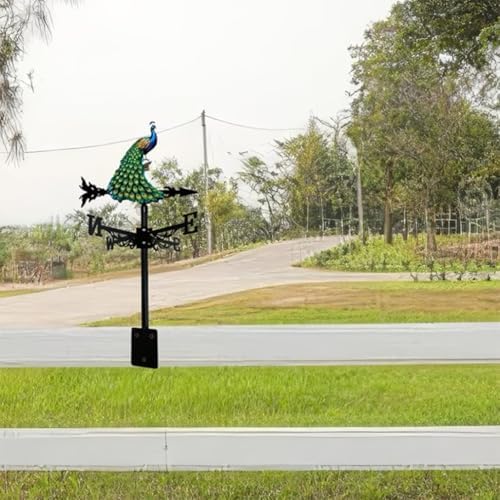 Metal Rooster Weather Vane, Retro Style, Suitable for Rooftop Villas and Peacock Weather vanes; Ideal for Sheds, courtyards, and gazebos. (Wild Wolf C) - Image 3
