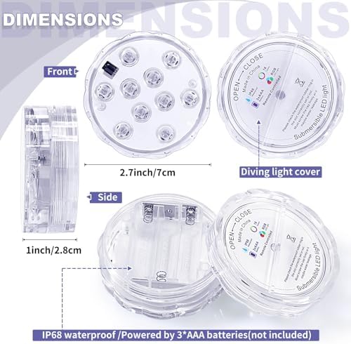 Hortsun 48 Pack Submersible LED Lights with Remote Waterproof Pool Underwater LED Light Battery Operated Bathtub 16 Color Changing Lamp for Tub Pool Pond Vase Aquarium Decoration - Image 2