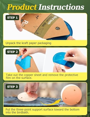 Mellbree 4-Pack Premium Copper Cleaning Disc, 0.6mm Thick 99.99% Pure Copper with Stable Triple-Point Support, All-Season Physical Water Care for Bird Baths - Image 6