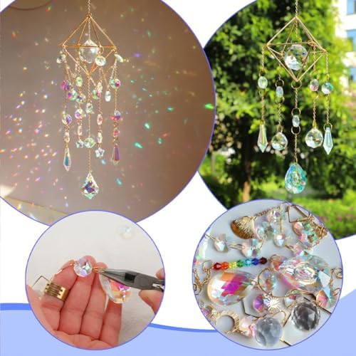 CREATCABIN 400Pcs DIY Suncatchers Making Kits Crystal Sun Catcher Kit Prism Suncatcher Supplies Craft Stained Glass Window Hanging with Rainbow Maker Pendant for Adults Indoor Outdoor Garden Decor - Image 5