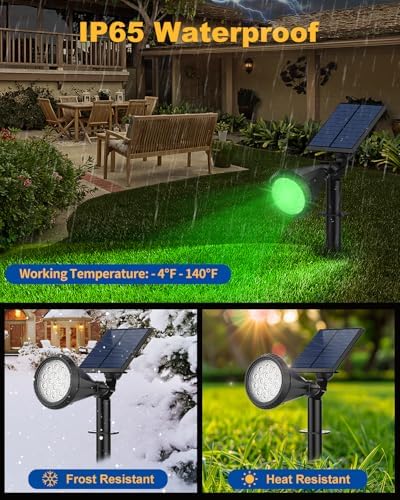 Solar Spot Lights Outdoor Color Changing, 7 Modes/14 LED Outdoor Solar Lights for Yard, Waterproof RGB Multicolor Solar Landscape Spotlights Auto On/Off for Flood, Yard, Tree, Pathway, 10 Pack - Image 4