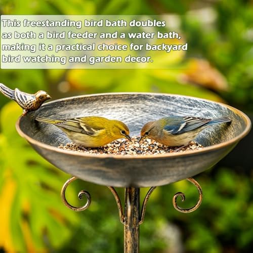 27.6" H Cast Iron BirdBaths for Outdoors,Metal Bird Bath for Outside - Image 5