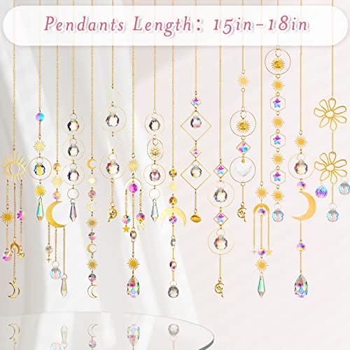 Ysleen 16 Pcs Hanging Crystals Suncatcher for Window with Chain, Rainbow - Image 2