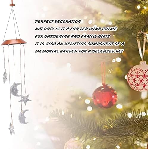 Solar Color Changing Wind Bell Moon and Star, LED Decorative Mobile, Gift for Mom, Waterproof Outdoor Lights for Garden,Party, Yard, Window Decoration - Image 4