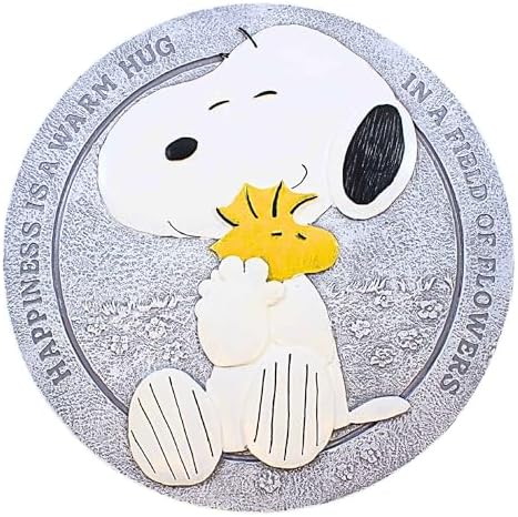 Roman Snoopy Hug Stepping Stone, 12-inch Diameter, Resin, Home, Garden, Outdoor by Roman