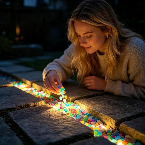 Colorful Glow in The Dark Garden Rocks,Outdoor Luminous Stones for Glow in the Dark Walkways, Artificial Landscape Rocks Night Guide Luminous Pebbles for Garden Lawn Path Yard Decor (800, Mixed) - Image 6