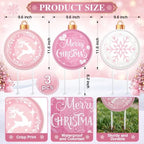 Drydiet 3 Pack Metal Christmas Yard Signs Decor Xmas Yard Stakes Outdoor with Stakes for Holiday Outdoor Garden Lawn Pathway Decoration (Pink Ball) - Image 2