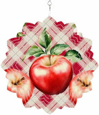 10 Inch Farmhouse Fruits Wind Spinner for Yard and Garden, Green Leaves Red Buffalo Plaid Hanging Ornaments Outdoor 3D Kinetic Wind Sculpture Spinners Indoor Outdoor Patio Décor Ornaments Gift by Unknown