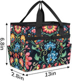 Mexican Flowers Garden Tool Bag, Garden Tote Storage Bag with 10 Pockets, Indoor and Outdoor Colorful Mexican Gardening Tool Organizer for Women Men - Image 3