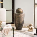 XBrand 25.98" H Bronze Round Stone Indoor/Outdoor Modern Sphere Water Fountain w/LED Lights – Ball Bubbling Fountain Décor for Garden, Patio, or Tabletop - Image 2