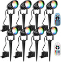 Halloween Christmas Spotlight Outdoor Color Changing Landscape Spotlights,12W RGBW LED Outdoor Spot Lights for Yard Garden Decor,Waterproof 110V Plug in Landscape Lighting with Remote,8 Packs by Qeeanmo