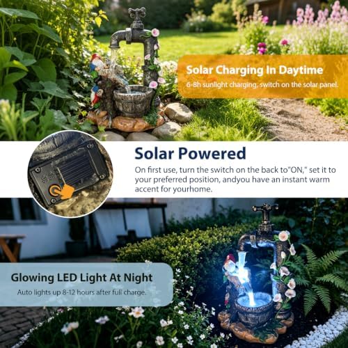 Solar Garden Gnomes Outdoor Decor,Yard Statues Decorations Gifts for Mom - Image 3
