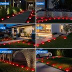 Peasur Mini Solar Ground Lights Outdoor, 8 Pack Flat Solar Powered Disc Lights, IP68 Waterproof, Anti-Rust, Landscape Lighting for Pathway Garden Yard Lawn Walkway Landscape Driveway, Red - Image 6