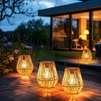 Homemory 2 Pack Rattan Lantern Solar Outdoor Waterproof Hanging Lights - Image 5