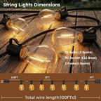 GvvooHome S11 LED Outdoor String Lights 300FT, Shatterproof & Waterproof Patio Lights with 92 Plastic Bulbs for Porch, Deck, Garden, Backyard, Balcony, 2700K Dimmable - Image 6