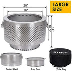 20Inch Large Firepit - Fire Pits for Outside with Portable Carrying Storage, Outdoor Fireplace for Camping Picnic Backyard Beach,Stainless, L - Image 2