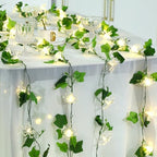 Artificial Flower Vine String Lights With Green Leaves Decor|Led Copper Wire Fairy Lights|Romantic Artificial Plants Ambiance Lamps For Party Christmas Bedroom,A-Warm White,5m(16.4ft)-50LED-USB - Image 5