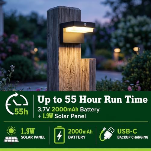 Solar Fence Lights, Motion Sensor, 2 Modes, 3000K Warm, 2pk - Image 5