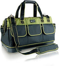 17in Tool Bag For Men Heavy Duty​ with Waterproof Molded Base, High Capacity Wide Mouth Tote, Construction Worker Electricians Tool Bags, Large Tool Bag Organizer for Men Women Tool Tote by WILAXI+PRO