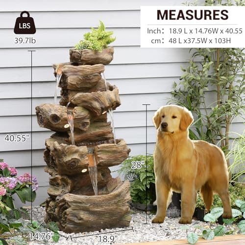 Bumilgar 40.6" H Wood-Like Water Fountain Indoor & Outdoor 5-Tier - Image 5
