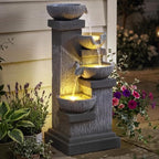Outsunny 33.5" Tall Outdoor Water Fountain 4-Tier Floor Standing with Pump by Outsunny