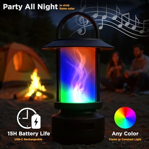 FoxFlame Bluetooth Outdoor Speaker, Patented Fire Effect, 13 Color Options - Image 2