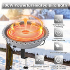 Heated Bird Bath for Outdoors,Deck Railing Heated BirdBaths,Grey - Image 3