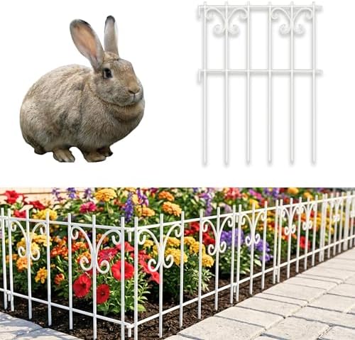 ShopLaLa Garden Fence (25 Panels) 12.5in(L) x 16.5in(H) Rustproof White Metal Wire Fences Animal Barrier Fencing, Decorative Butterfly Flower Edging for Landscape Border Panel Yard Patio Outdoor Decor by ShopLaLa