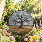 Lonely Bare Tree Stained Glass Suncatcher 9.8" Colorful Window Hanging Ornament, Retro Sun Catcher Decor with Chain for Home Wall Garden Birthday Christmas Mothers Day - Image 2