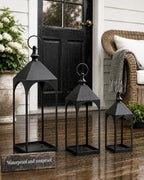 24" 17" 12" Large Outdoor Floor Lantern Set of 3 - Image 4