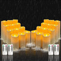 YIWER Plastic Waterproof Flameless Candles Set of 24: Battery Operated Candles Ivory Flickering Pillar Candles Include 4"/5"/6"/7" with 10-Key Remote 2/4/6/8H Timer Function by YIWER